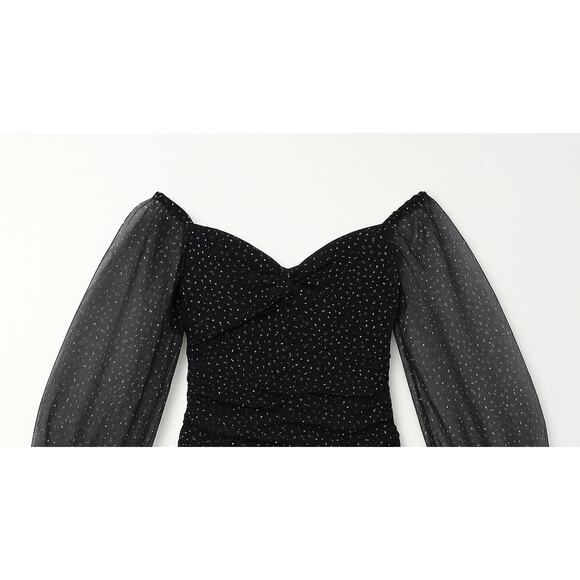 B Hardin fitted ruched silhouette Mini Cocktail Dress W/ Irredentist Polka Dots - Picture 7 of 9